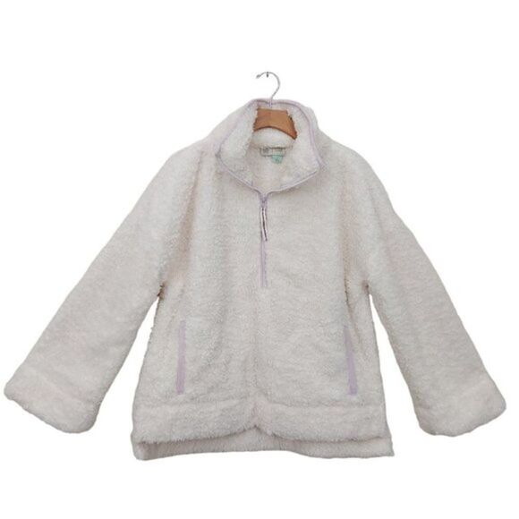 Anthropologie Saturday Sunday Sherpa Jacket Womens Small Cream 1/2 Zip High Neck - Picture 1 of 15